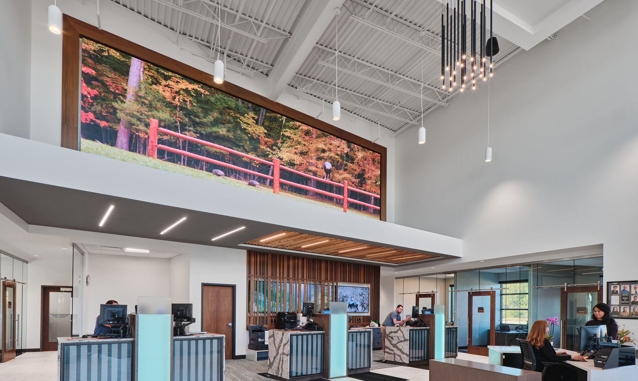 LED Welcome Wall in a credit union branch